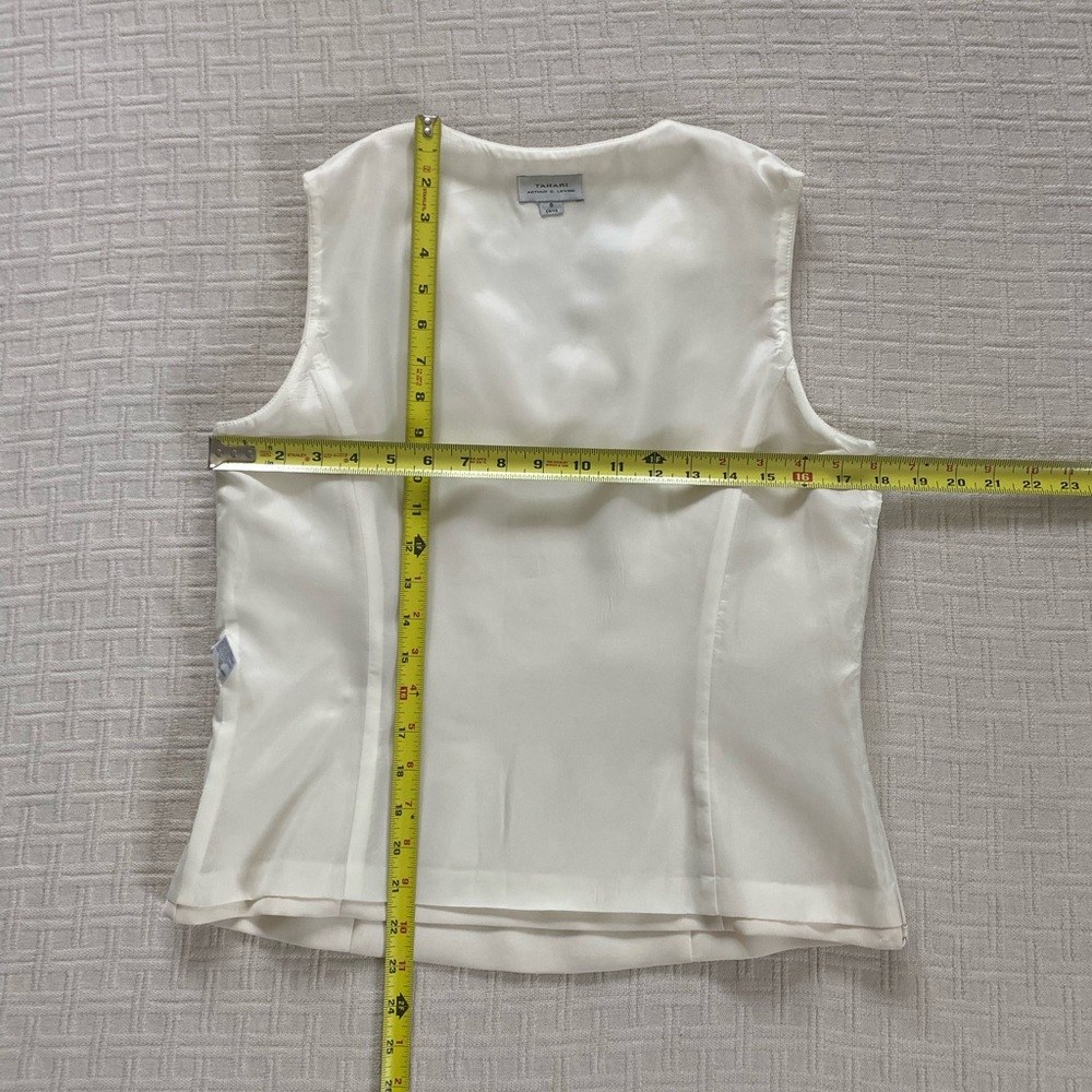 Tahari work academic luxury cream sleeveless vest top size 8 - Picture 8 of 8